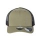 aerial view a olive/ black atlantis headwear - sustainable trucker cap, image 1 of 3