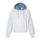 aerial view a arctic blue mv sport - womens sueded fleece colorblocked crop hooded sweatshirt, image 1 of 6