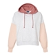 aerial view a cameo pink mv sport - womens sueded fleece colorblocked crop hooded sweatshirt, image 1 of 6