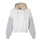 aerial view a heather mv sport - womens sueded fleece colorblocked crop hooded sweatshirt, image 1 of 6