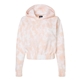 aerial view a cameo pink mv sport - womens sueded fleece tie - dyed crop hooded sweatshirt, image 1 of 3