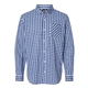 aerial view a navy/ white gingham burnside - technical stretch burn shirt, image 1 of 3