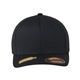 aerial view a black flexfit - sustainable polyester cap, image 1 of 3
