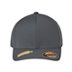 aerial view a light charcoal flexfit - sustainable polyester cap, image 1 of 3