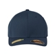 aerial view a navy flexfit - sustainable polyester cap, image 1 of 3