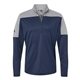 aerial view a collegiate navy/ grey three melange adidas - lightweight quarter - zip pullover, image 1 of 6