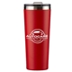aerial view a red 28 oz everest powder coated stainless steel tumbler, image 1 of 4