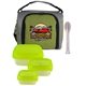 aerial view a green up front portion cutlery set, image 1 of 2