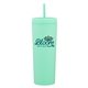 aerial view a matte badminton 17 oz dash double wall acryllic tumbler with straw - matte badminton, image 1 of 3