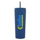 aerial view a matte navy 17 oz dash double - wall acrylic tumbler with straw, image 1 of 3