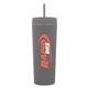 aerial view a matte storm gray 17 oz dash double wall acryllic tumbler with straw - matte storm gray, image 1 of 3