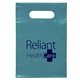 aerial view a teal lo - density die cut handle bag 7x10 flexo ink imprint, image 1 of 2