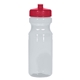 aerial view a clear with translucent red lid 24 oz poly - clear(tm) fitness bottle, image 1 of 3