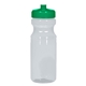 aerial view a clear with translucent green lid 24 oz poly - clear(tm) fitness bottle, image 1 of 3