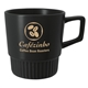 aerial view a black 12 oz matte lines ceramic mug, image 1 of 2
