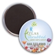 aerial view a custom 3 diam round button w / magnet, image 1 of 2