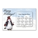 aerial view a snowman on skis superseal laminated card with calendar magnet, image 1 of 2