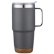 aerial view a gray cortina 24 oz vacuum insulated travel cork base mug, image 1 of 2