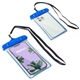 aerial view a blue ipx -8 voyage waterproof phone pouch, image 1 of 2