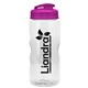 a translucent hot pink lid & clear bottle mini mountain 22 oz tritan(tm) sports bottle with usa flip lid