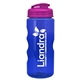 a translucent hot pink lid & transparent-blue bottle mini mountain 22 oz tritan(tm) sports bottle with usa flip lid