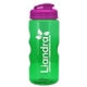 a translucent hot pink lid & transparent-green bottle mini mountain 22 oz tritan(tm) sports bottle with usa flip lid