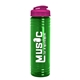 a translucent hot pink lid & transparent green bottle 24 oz slim fit water bottle with flip lid