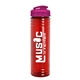 a translucent hot pink lid & transparent red bottle 24 oz slim fit water bottle with flip lid