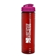 a transparent red bottle & translucent hot pink lid 24 oz slim fit upcycle rpet bottle with flip lid