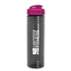 a transparent smoke bottle & translucent hot pink lid 24 oz slim fit upcycle rpet bottle with flip lid