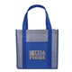 aerial view a royal laminated heathered non - woven grocery tote, image 1 of 5