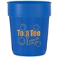aerial view a translucent blue fluted 16 oz recycled stadium cup, image 1 of 4