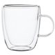 aerial view a clear 14 oz double walled latte glass mug w / handle, image 1 of 2