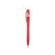 aerial view a translucent red with clear frosted trim / black ink dart click ballpoint pen, image 1 of 3
