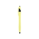 aerial view a yellow with black trim / black ink dart click ballpoint pen, image 1 of 3