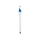 aerial view a white with blue / black ink dart click ballpoint pen, image 1 of 3
