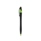 aerial view a black with lime green / black ink dart click ballpoint pen, image 1 of 3