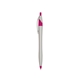 aerial view a silver with fuchsia / black ink dart click ballpoint pen, image 1 of 3
