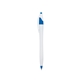 aerial view a white with blue / blue ink dart click ballpoint pen, image 1 of 3