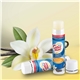 aerial view a vanilla promotional lip balm with natural beeswax formula, image 1 of 2