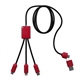 a red 5- in -1 charging cable with light - up logo