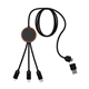 aerial view a black bamboo 5- in -1 charging cable with light - up logo, image 1 of 2
