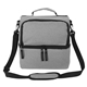 a heathered gray lunch break dual compartment lunch cooler