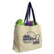 aerial view a natural with navy blue handles the natural - 8 oz canvas tote, image 1 of 2