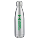aerial view a metallic silver 17 oz double wall stainless steel vacuum bottle, image 1 of 2