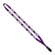 aerial view a purple 1/2 cotton lanyard with metal crimp bulldog clip, image 1 of 2