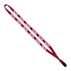 aerial view a red 1/2 cotton lanyard with metal crimp bulldog clip, image 1 of 2