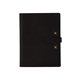 aerial view a black leather & lemon yellowc linen accent mini tasker leather mini padfolio, image 1 of 2