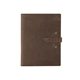 aerial view a distressed brown leather & lemon yellowc linen accent mini tasker leather mini padfolio, image 1 of 2