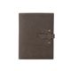 aerial view a slate gray leather & lemon yellowc linen accent mini tasker leather mini padfolio, image 1 of 2